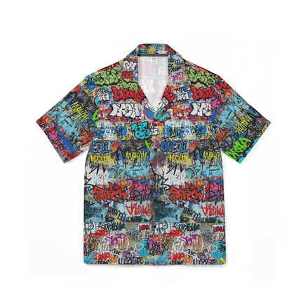 Urban Cipher Graffiti All-Over Print Hawaiian Camp Shirt | Men's Streetwear Art Tee