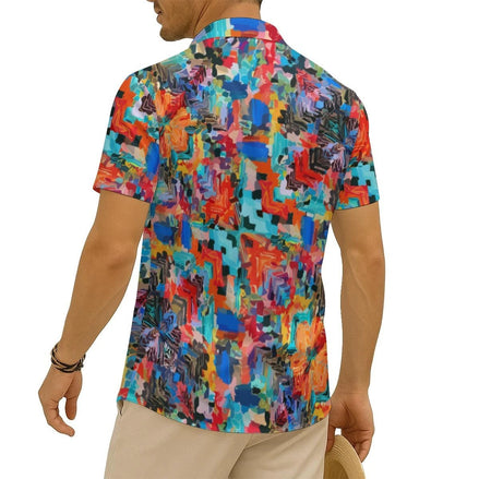 All-Over Print Men's Imitation Silk Short-Sleeved Shirt by Yoycol
