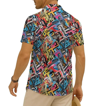 All-Over Print Men's Imitation Silk Short-Sleeved Shirt by Yoycol