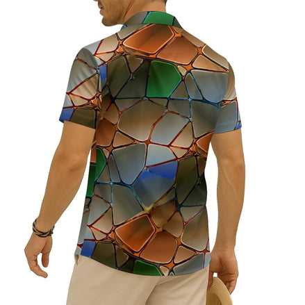 All-Over Print Men's Imitation Silk Short-Sleeved Shirt by Yoycol