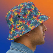Maximalist Neon Anemone Bucket Hat with Electric Reef Pattern - Aesthetic Rebellion