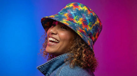 Maximalist Neon Anemone Bucket Hat with Electric Reef Pattern - Aesthetic Rebellion