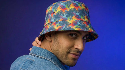 Maximalist Neon Anemone Bucket Hat with Electric Reef Pattern - Aesthetic Rebellion