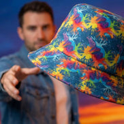 Maximalist Neon Anemone Bucket Hat with Electric Reef Pattern - Aesthetic Rebellion
