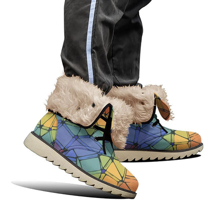 Charismatic Camo Men's Plush Boots – Maximalist Streetwear Winter Shoes – Bold Statement Tactical Footwear by Aesthetic Rebellion