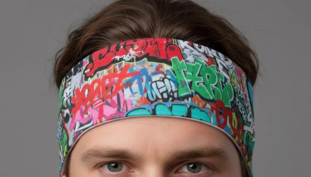 Graffiti Street Art Sports Headband - Sweat-Wicking Maximalist Hairband for HIIT, Running & Urban Fitness - Aesthetic Rebellion