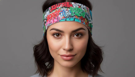 Graffiti Street Art Sports Headband - Sweat-Wicking Maximalist Hairband for HIIT, Running & Urban Fitness - Aesthetic Rebellion