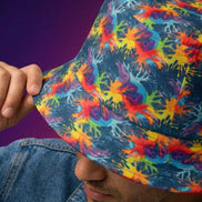 Maximalist Neon Anemone Bucket Hat with Electric Reef Pattern - Aesthetic Rebellion