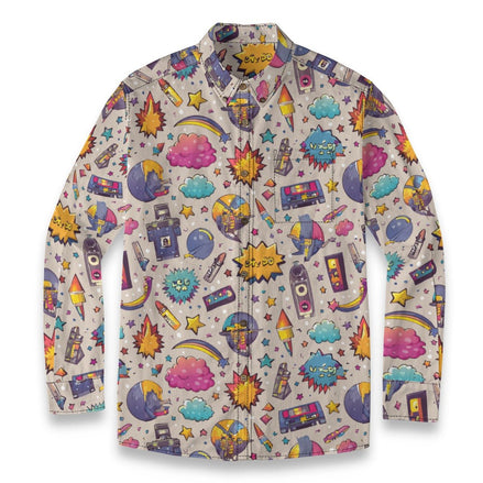 All - Over Print Men's Casual Lapel Long Sleeve Shirt|125GSM Cotton - Aesthetic Rebellion