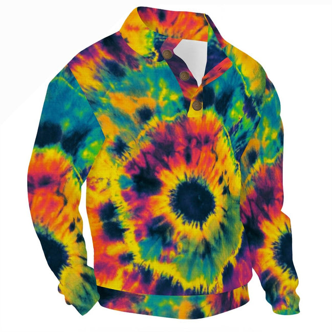 All - Over Print Men’s Casual Pullover Shirt With Half Zipper - Aesthetic Rebellion