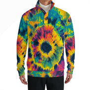 All - Over Print Men’s Casual Pullover Shirt With Half Zipper - Aesthetic Rebellion