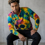 All - Over Print Men's Half - Zip Pullover Shirt – Positive Vibrations Psychedelic White - Aesthetic Rebellion