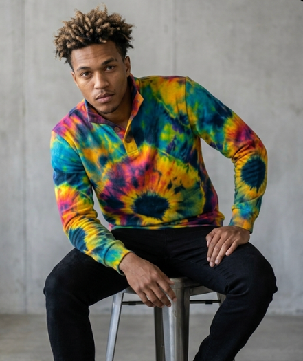 All - Over Print Men's Half - Zip Pullover Shirt – Positive Vibrations Psychedelic White - Aesthetic Rebellion