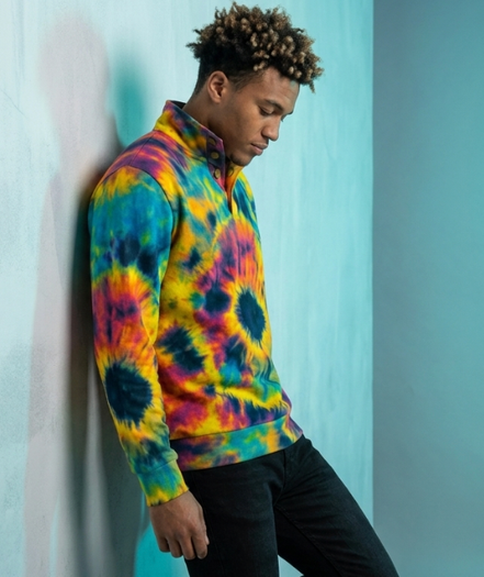 All - Over Print Men's Half - Zip Pullover Shirt – Positive Vibrations Psychedelic White - Aesthetic Rebellion
