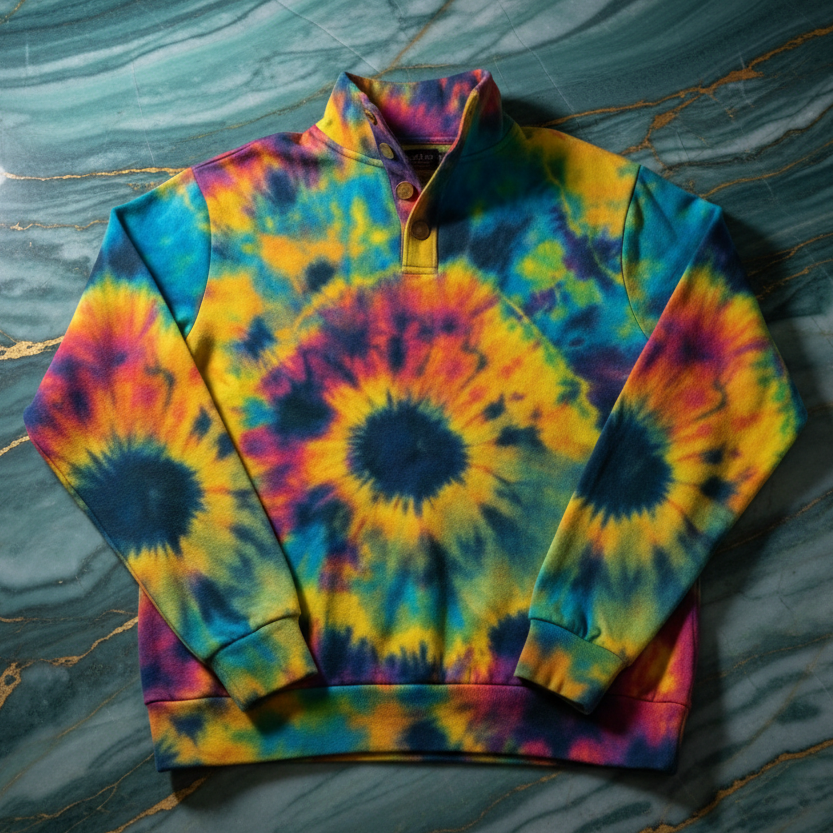 All - Over Print Men's Half - Zip Pullover Shirt – Positive Vibrations Psychedelic White - Aesthetic Rebellion