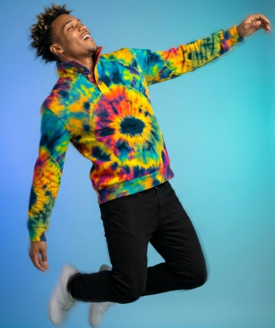 All - Over Print Men's Half - Zip Pullover Shirt – Positive Vibrations Psychedelic White - Aesthetic Rebellion