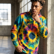 All - Over Print Men's Half - Zip Pullover Shirt – Positive Vibrations Psychedelic White - Aesthetic Rebellion