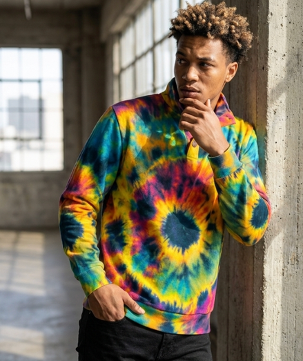 All - Over Print Men's Half - Zip Pullover Shirt – Positive Vibrations Psychedelic White - Aesthetic Rebellion