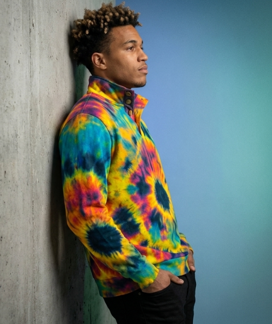 All - Over Print Men's Half - Zip Pullover Shirt – Positive Vibrations Psychedelic White - Aesthetic Rebellion