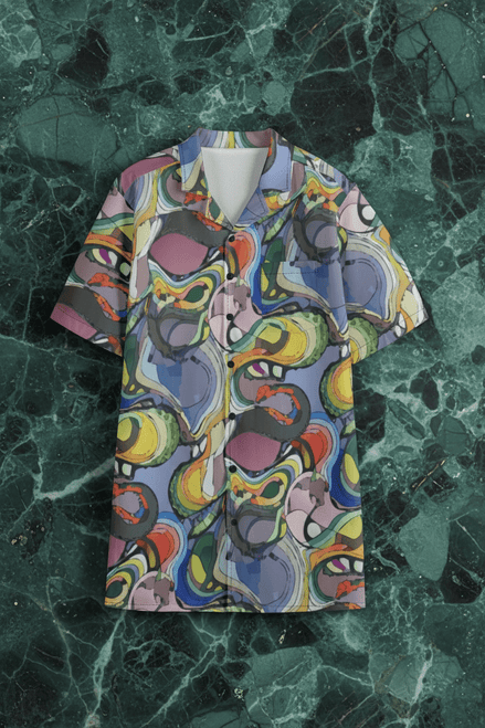 All - Over Print Men's Hawaiian Shirt With Button Closure |115GSM Cotton poplin - Aesthetic Rebellion