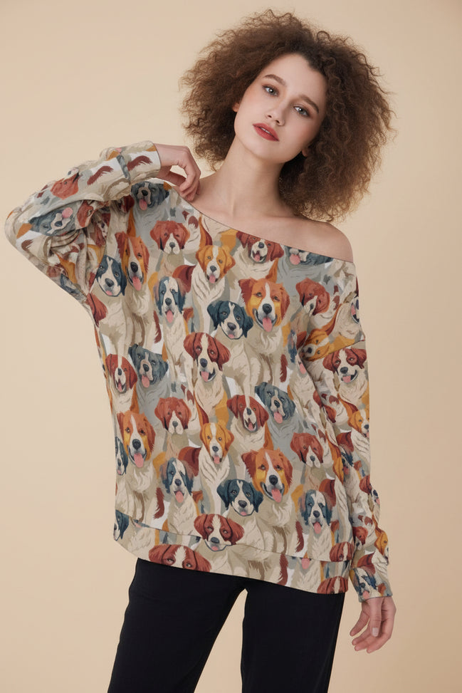 All - Over Print Oversized Women's Off - Shoulder Sweatshirt - Aesthetic Rebellion