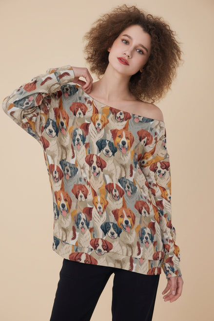 All - Over Print Oversized Women's Off - Shoulder Sweatshirt - Aesthetic Rebellion