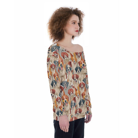 All - Over Print Oversized Women's Off - Shoulder Sweatshirt - Aesthetic Rebellion