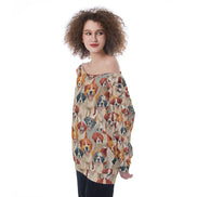 All - Over Print Oversized Women's Off - Shoulder Sweatshirt - Aesthetic Rebellion