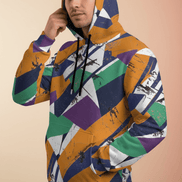 All - Over Print Unisex Pullover Hoodie – Agent Orange Geometric Bold Graphic | 310GSM Cotton - Aesthetic Rebellion