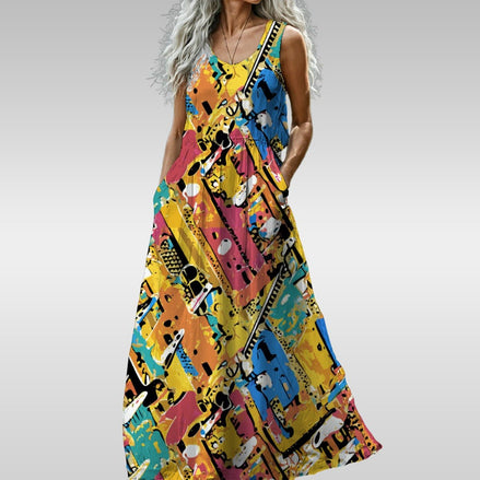 All - Over Print Women’s Sleeveless Maxi Dress - Aesthetic Rebellion