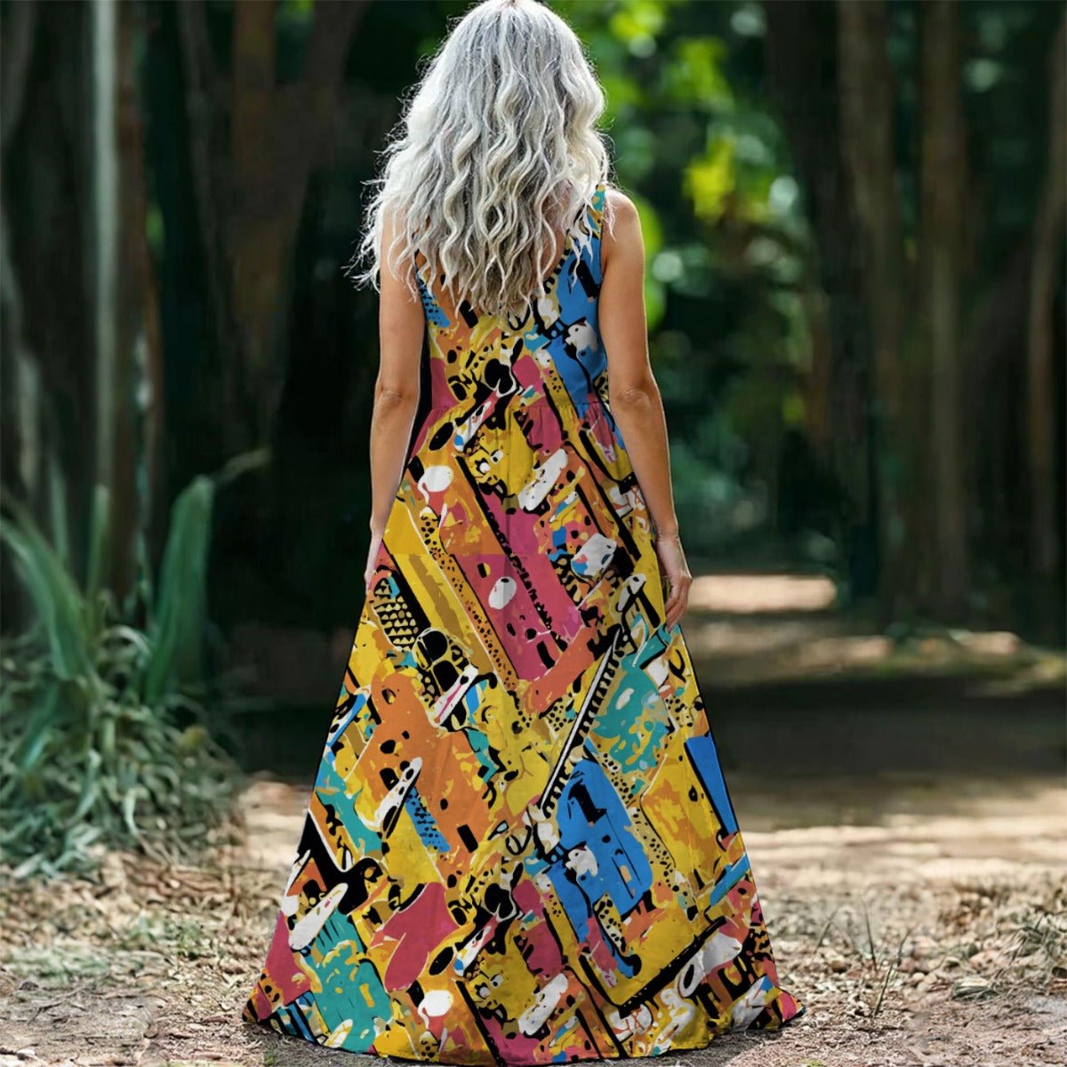 All - Over Print Women’s Sleeveless Maxi Dress - Aesthetic Rebellion