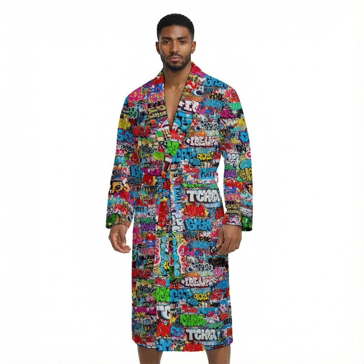 Colorful Geometric Fleece-Lined Bathrobe - Aesthetic Rebellion