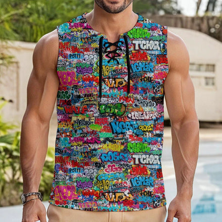 All-Over Print Men's Tank Top With Drawstring by Aesthetic Rebellion