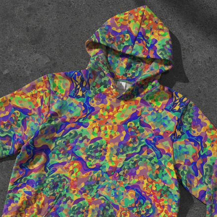 Chameleon Prism AOP Hoodie – Iridescent Color - Shift Streetwear - Aesthetic Rebellion