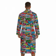 Colorful Geometric Fleece-Lined Bathrobe - Aesthetic Rebellion