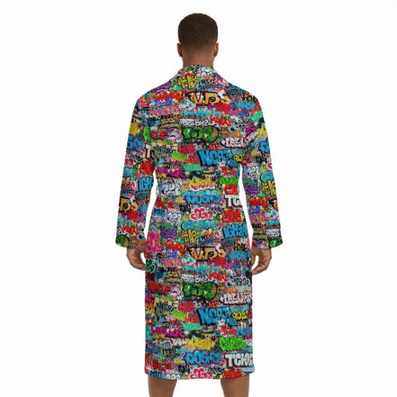 Colorful Geometric Fleece-Lined Bathrobe - Aesthetic Rebellion