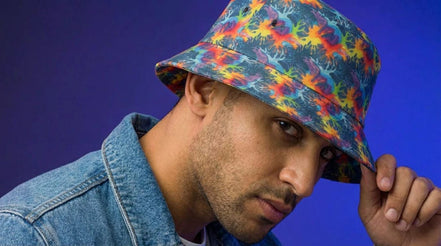 Maximalist Neon Anemone Bucket Hat with Electric Reef Pattern - Aesthetic Rebellion