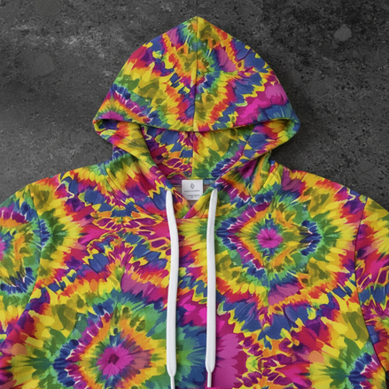 Electric Kaleidoscope AOP Pullover Hoodie – Psychedelic Fractal Streetwear - Aesthetic Rebellion