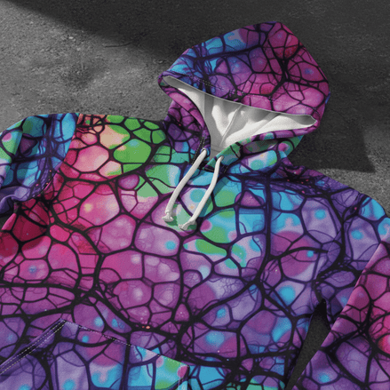 Plurrple AOP Pullover Hoodie – Bioluminescent Neural Web Streetwear - Aesthetic Rebellion