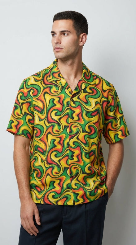 Colorful Retro Hawaiian Camp Shirt for Men - Perfect for Summer Parties and Beach Days