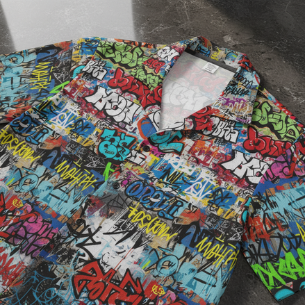 Urban Cipher Graffiti All - Over Print Hawaiian Camp Shirt | Men's Streetwear Art Tee - Aesthetic Rebellion