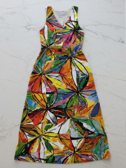 Vibrant Prism x High Waistline Sleeveless Maxi Dress, - Aesthetic Rebellion